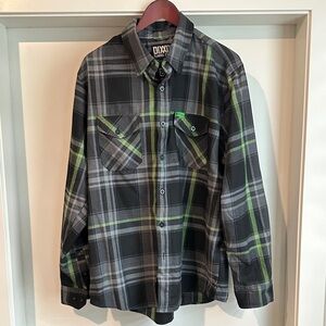 DIXXON Black and Green Plaid Men's Shirt